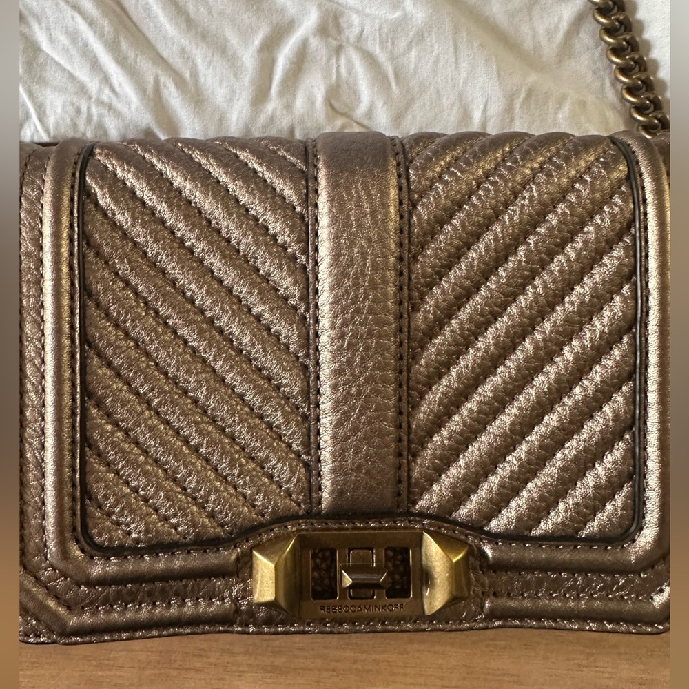 Rebecca Minkoff Bronze Metallic Chevron Quilted Crossbody